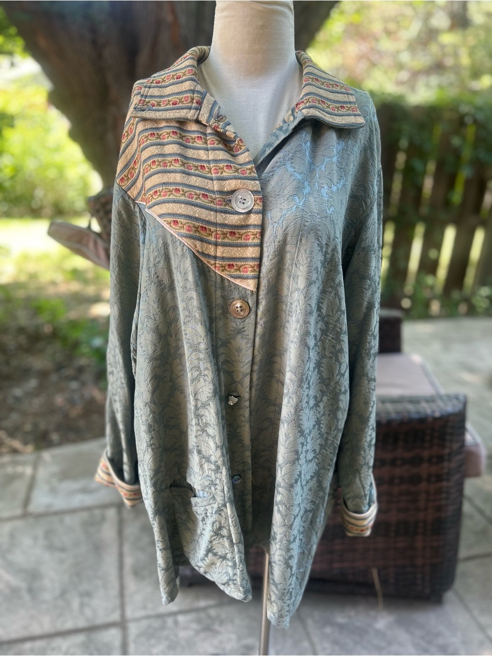 Vintage damask cottage core artsy button down jacket XL